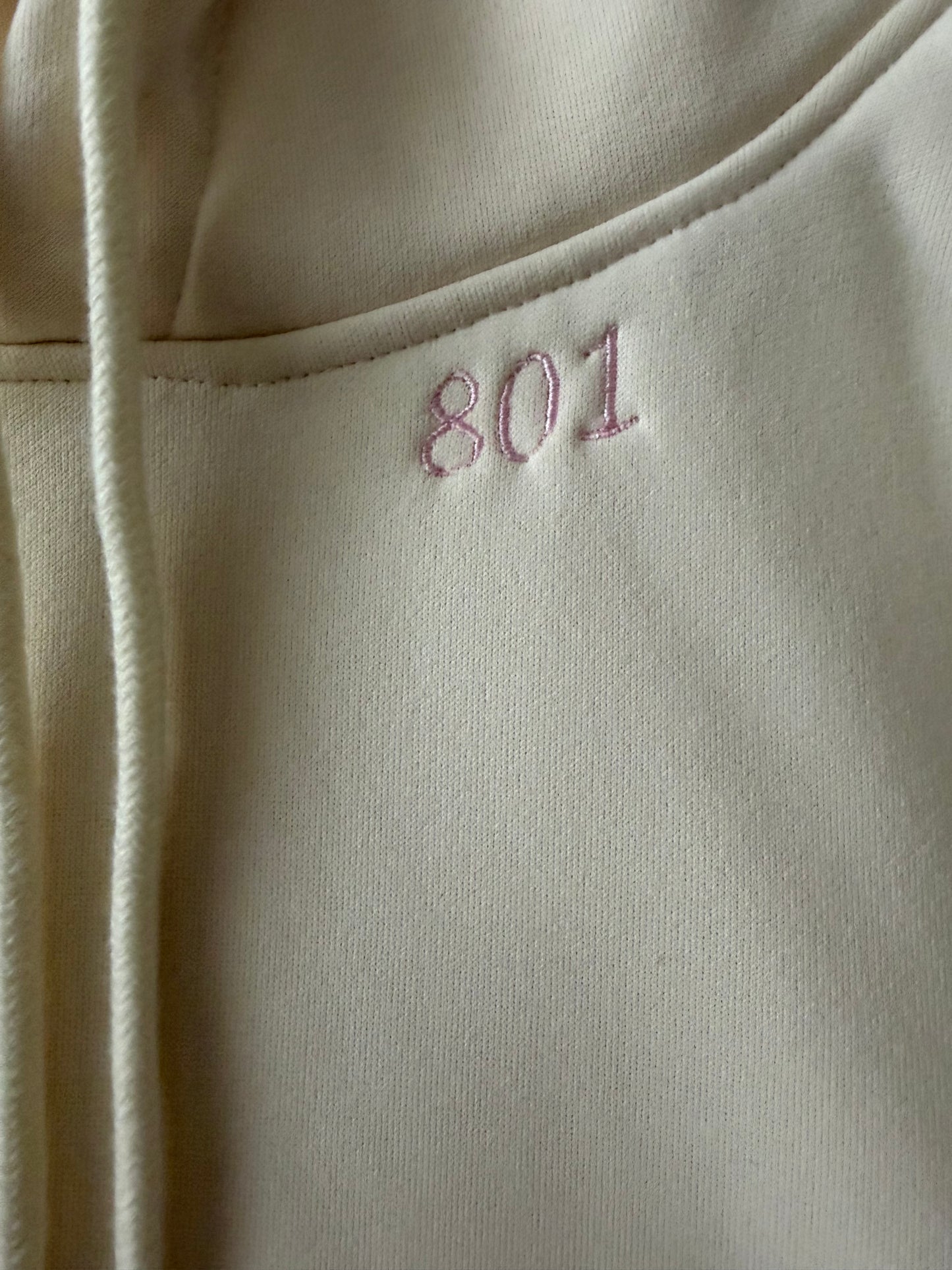 Butter Cream And Pink Quilted Flower Hoodie
