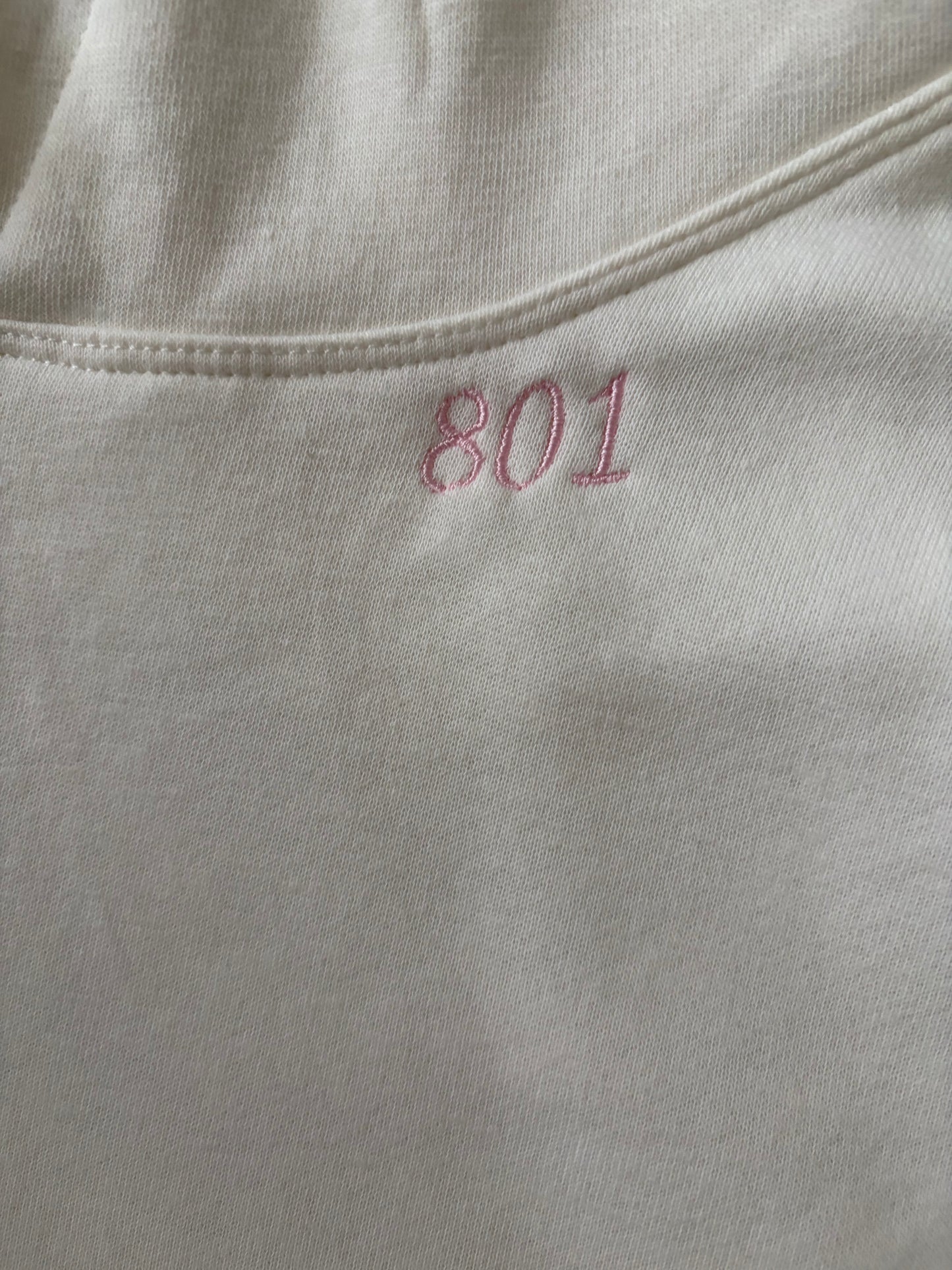 Off White And Pink Quilted Flower Hoodie